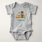 Waterverf Woodland Forest Animals Grey Romper (Voorkant)