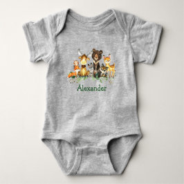 Waterverf Woodland Forest Animals Grey Romper