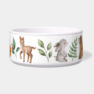 Waterverf Woodland Forest Animals Pattern Pet Voerbakje