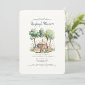 Waterverf Woodland Forest Baby Boy Shower Kaart (Staand voorkant)