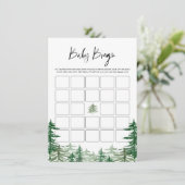 Waterverf Woodland Forest Baby shower Bingo Informatiekaartje (Staand voorkant)