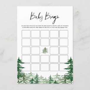 Waterverf Woodland Forest Baby shower Bingo Informatiekaartje