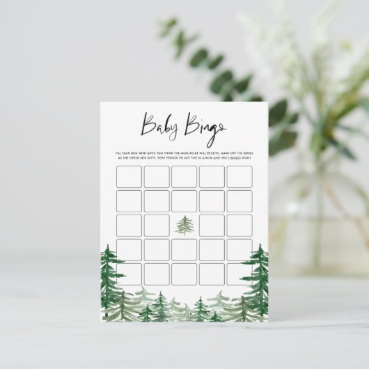 Waterverf Woodland Forest Baby shower Bingo Kaart (Staand voorkant)