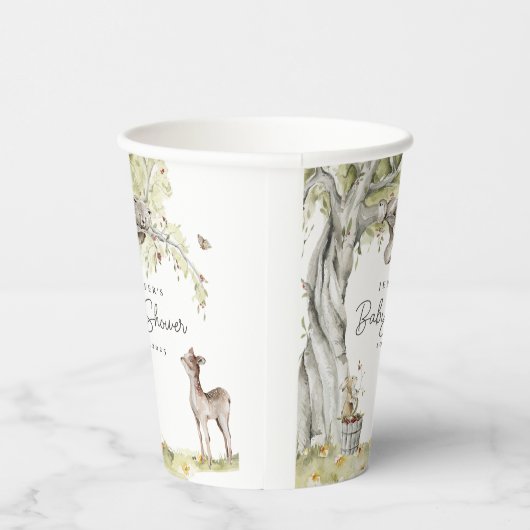 Waterverf Woodland Forest Baby shower Papieren Bekers (Rechts)