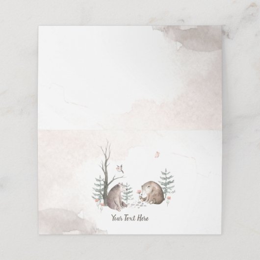 Waterverf Woodland Forest Baby shower Plaatskaartje (Buitenkant ongevouwen)