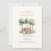 Waterverf Woodland Forest Boeken Baby Meisje Douch Kaart (Voorkant)