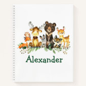 Waterverf Woodland Forest Dieren Kind tekening Notitieboek (Voorkant)