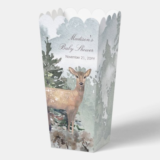 Waterverf Woodland Forest Doe Baby shower Bedankdoosjes (Voorkant)