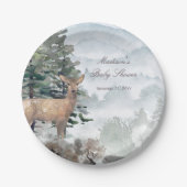 Waterverf Woodland Forest Doe Baby shower Papieren Bordje (Voorkant)