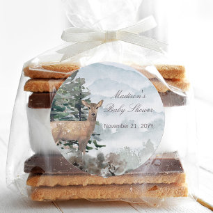 Waterverf Woodland Forest Doe Baby shower Ronde Sticker