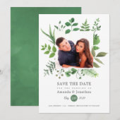 Waterverf Woodland Forest Foto Bruiloft Save The Date (Voorkant / Achterkant)