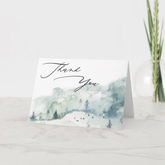 Waterverf Woodland Forest Foto Dank u Bedankkaart (Voorkant)