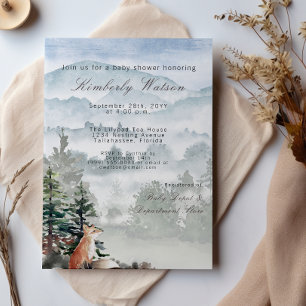 Waterverf Woodland Forest Fox Baby shower Kaart