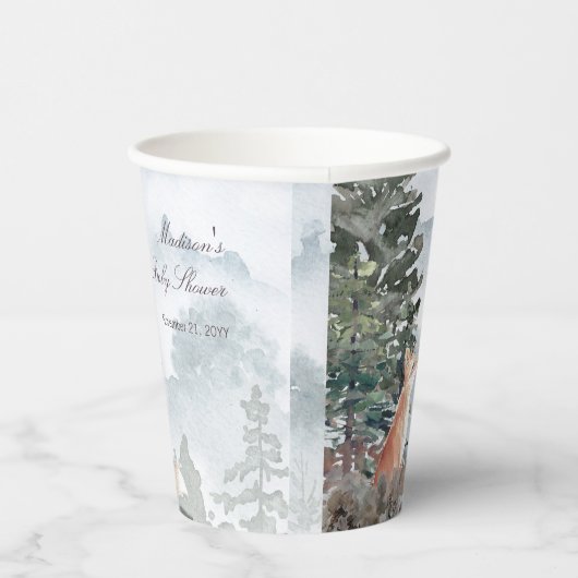 Waterverf Woodland Forest Fox Baby shower Papieren Bekers (Rechts)
