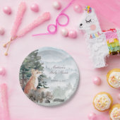 Waterverf Woodland Forest Fox Baby shower Papieren Bordje (Feest)