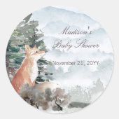 Waterverf Woodland Forest Fox Baby shower Ronde Sticker (Voorkant)