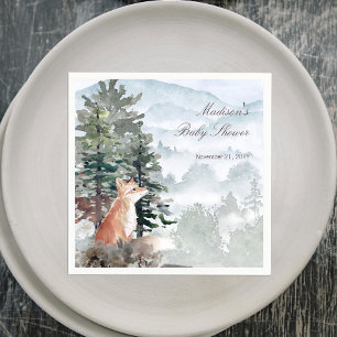 Waterverf Woodland Forest Fox Baby shower Servet