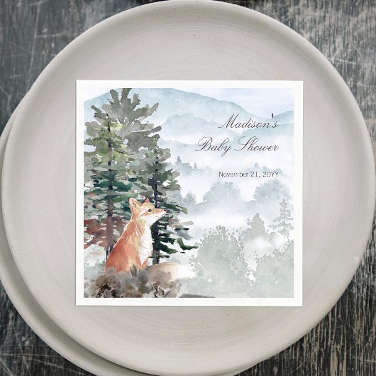 Waterverf Woodland Forest Fox Baby shower Servet