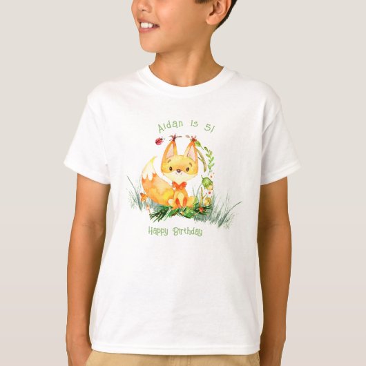 Waterverf Woodland Forest Fox Cute Birthday T-shirt (Voorkant)