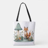 Waterverf Woodland Forest Fox en paddenstoelen Tote Bag (Achterkant)