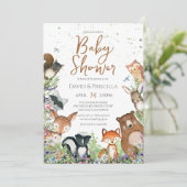 Waterverf Woodland Forest Friends Baby shower in Kaart (Staand voorkant)