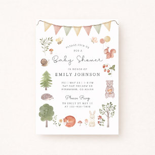 Waterverf Woodland   Forest Friends Baby shower Kaart