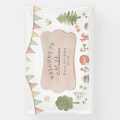 Waterverf Woodland | Forest Friends Party Spandoek (Verticaal)