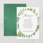 Waterverf Woodland Forest Greenery Baby shower Bedankkaart (Voorkant / Achterkant)