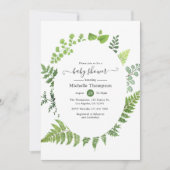Waterverf Woodland Forest Greenery Baby shower Kaart (Voorkant)