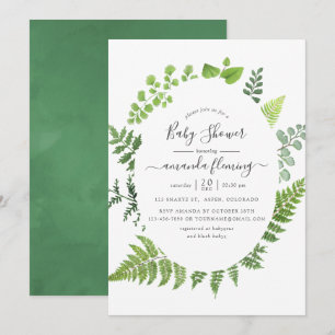 Waterverf Woodland Forest Greenery Baby shower Kaart