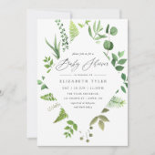 Waterverf Woodland Forest Greenery Baby shower Kaart (Voorkant)