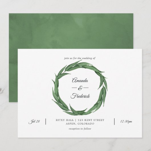 Waterverf Woodland Forest Greenery Wedding Kaart (Voorkant / Achterkant)