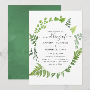 Waterverf Woodland Forest Greenery Wedding Kaart