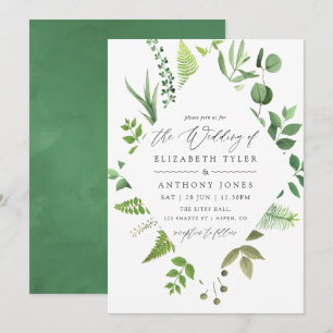 Waterverf Woodland Forest Greenery Wedding Kaart