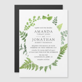 Waterverf Woodland Forest Greenery Wedding Magnetische Uitnodiging