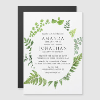 Waterverf Woodland Forest Greenery Wedding Magnetische Uitnodiging