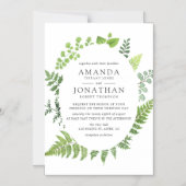 Waterverf Woodland Forest Greenery Wedding Magnetische Uitnodiging (Voorkant)