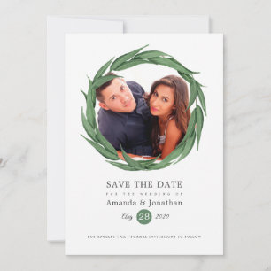 Waterverf Woodland Forest Greenery Wedding Save The Date