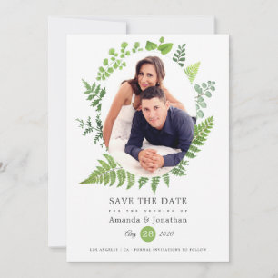 Waterverf Woodland Forest Greenery Wedding Save The Date