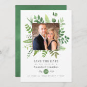 Waterverf Woodland Forest Greenery Wedding Save The Date (Voorkant / Achterkant)