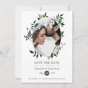 Waterverf Woodland Forest Greenery Wedding Save The Date