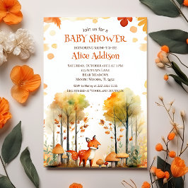 Waterverf Woodland Forest herfst Fox Baby shower Kaart
