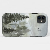 Waterverf Woodland Forest met Monogram Case-Mate iPhone Case (Achterkant (horizontaal))