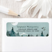 Waterverf Woodland Forest Mountains Birds Address Etiket (Insitu)