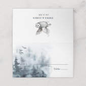 Waterverf Woodland Forest Owl Wedding Plaatskaartje (Buitenkant ongevouwen)