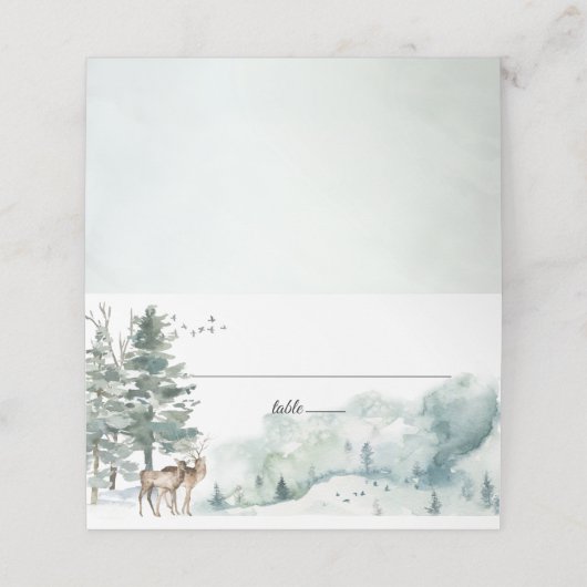 Waterverf Woodland Forest Place Card Plaatskaartje (Buitenkant ongevouwen)
