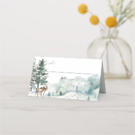 Waterverf Woodland Forest Place Card Plaatskaartje
