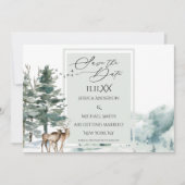 Waterverf Woodland Forest Save the Date Invitation (Voorkant)