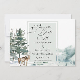 Waterverf Woodland Forest Save the Date Invitation