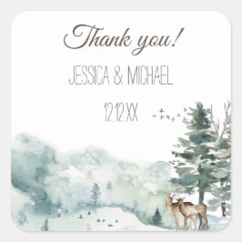 Waterverf Woodland Forest Square Sticker